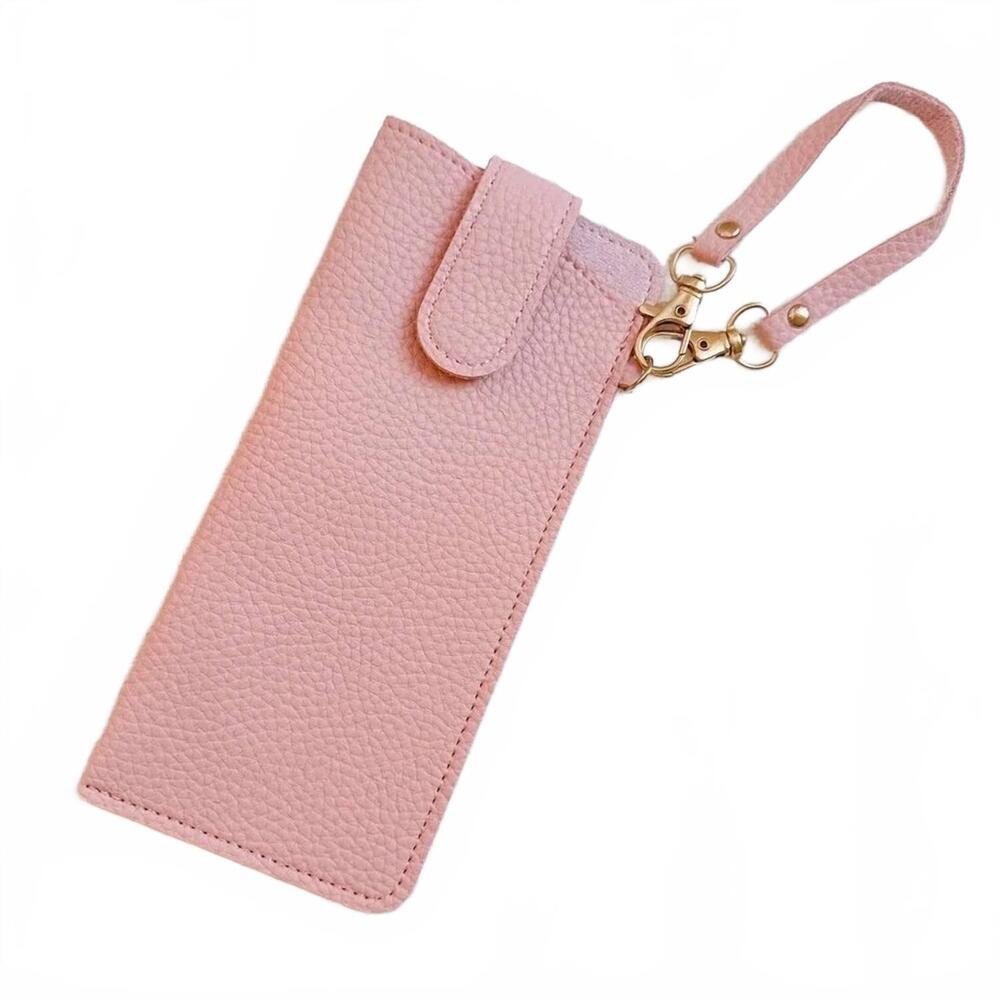 NEW ELLISON+YOUNG women's button-up eyeglass case bag charm in pink